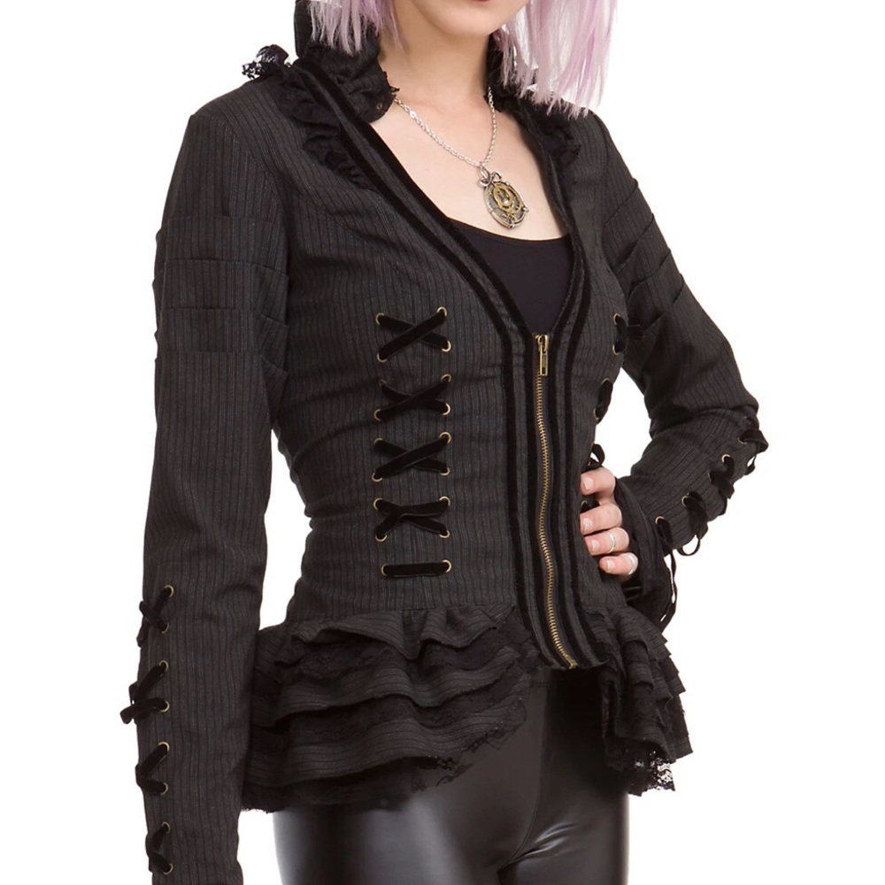 Spin Doctor Tripp goth Corset Lace up zip jacket